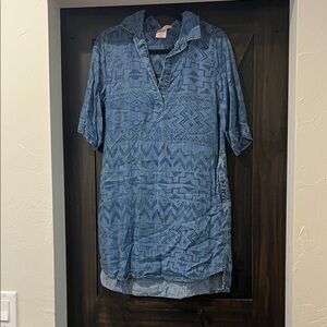 Blue Patterned Dress with Pockets